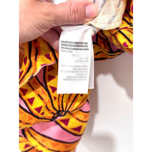 NWT Farm Rio Banana Floral Linen 3/4 Sleeve Romper Pink/Yellow Women's Size S - Picture 7 of 7